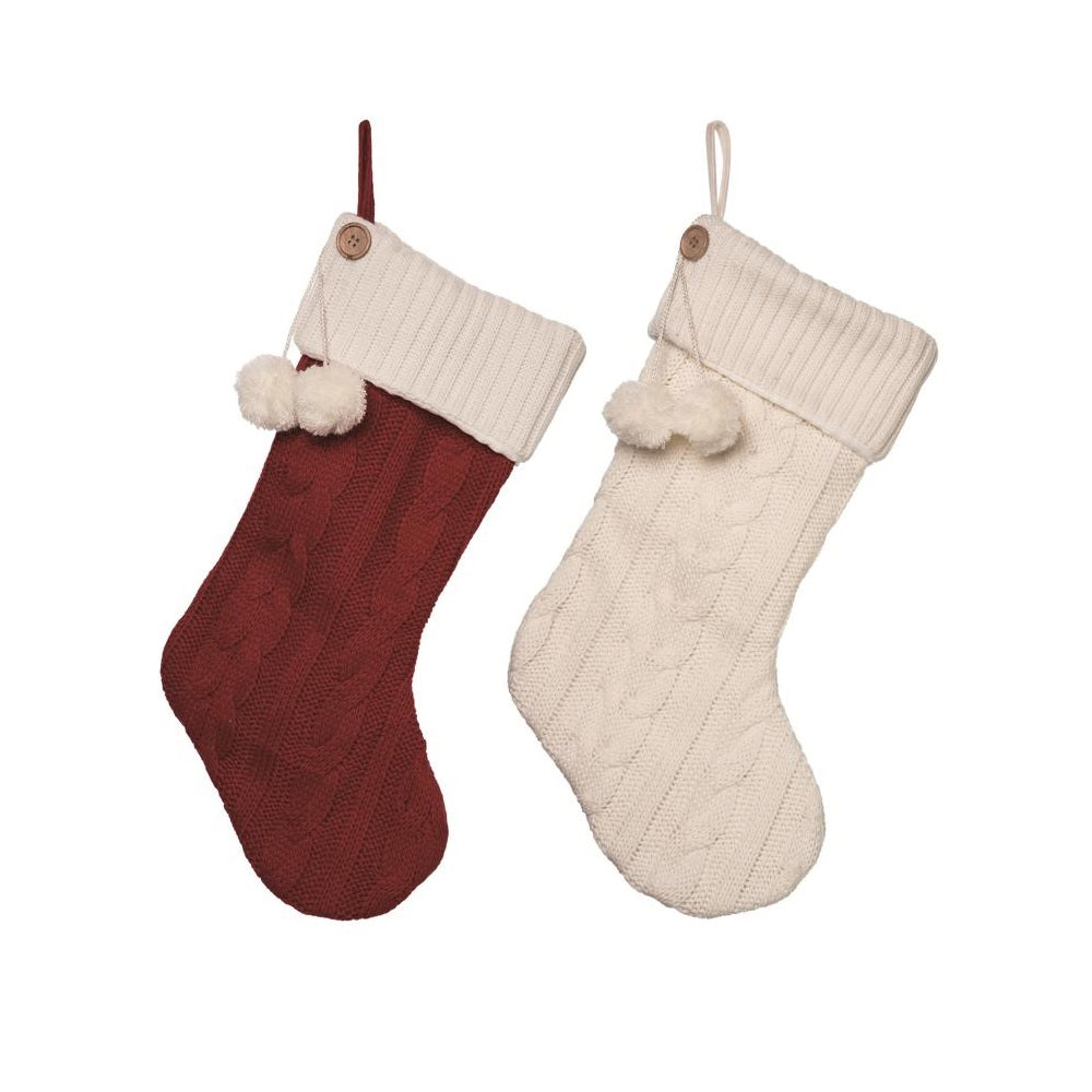 Transpac Y9262 Knit Traditional Christmas Stocking, Assorted Color