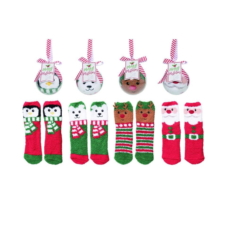 Transpac Y9128 Plush Socks in Ball Christmas Decor, Multicolored