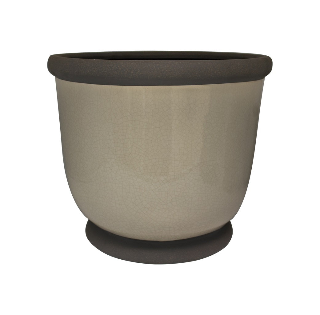 Trendspot CR10512-12D Bellville Ceramic Pedestal Planter, Grey, 12 in