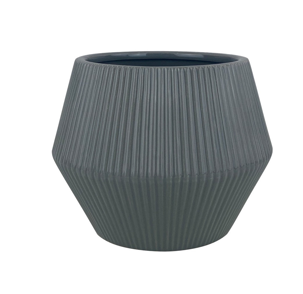 Trendspot CR01474N-08H Rena Ceramic Planter, Dark Grey, 8 in