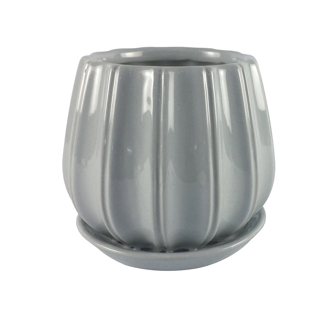 Trendspot CR01137S-06H Contour Ceramic Planter, Grey, 6 in