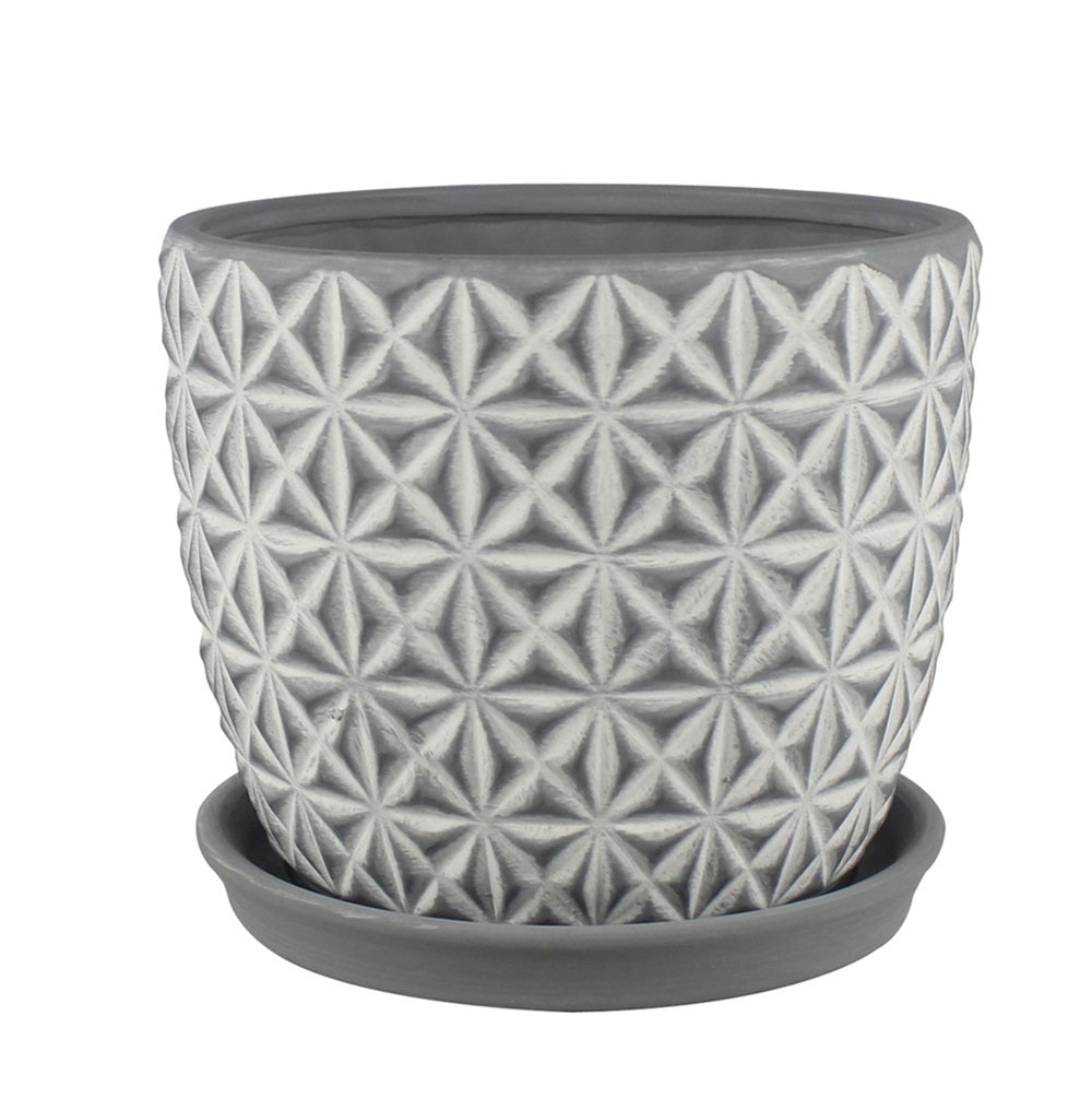 Trendspot CR01178S-08H2 Tribeca Ceramic Planter, Charcoal, 8 in