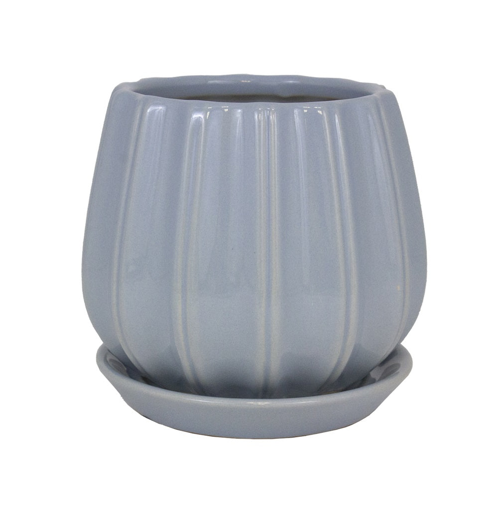 Trendspot CR01137S-06M2 Contour Ceramic Planter, Light Blue, 6 in