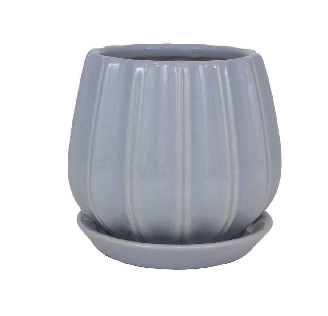 Trendspot CR01137S-08M2 Contour Ceramic Planter, Blue, 8 in