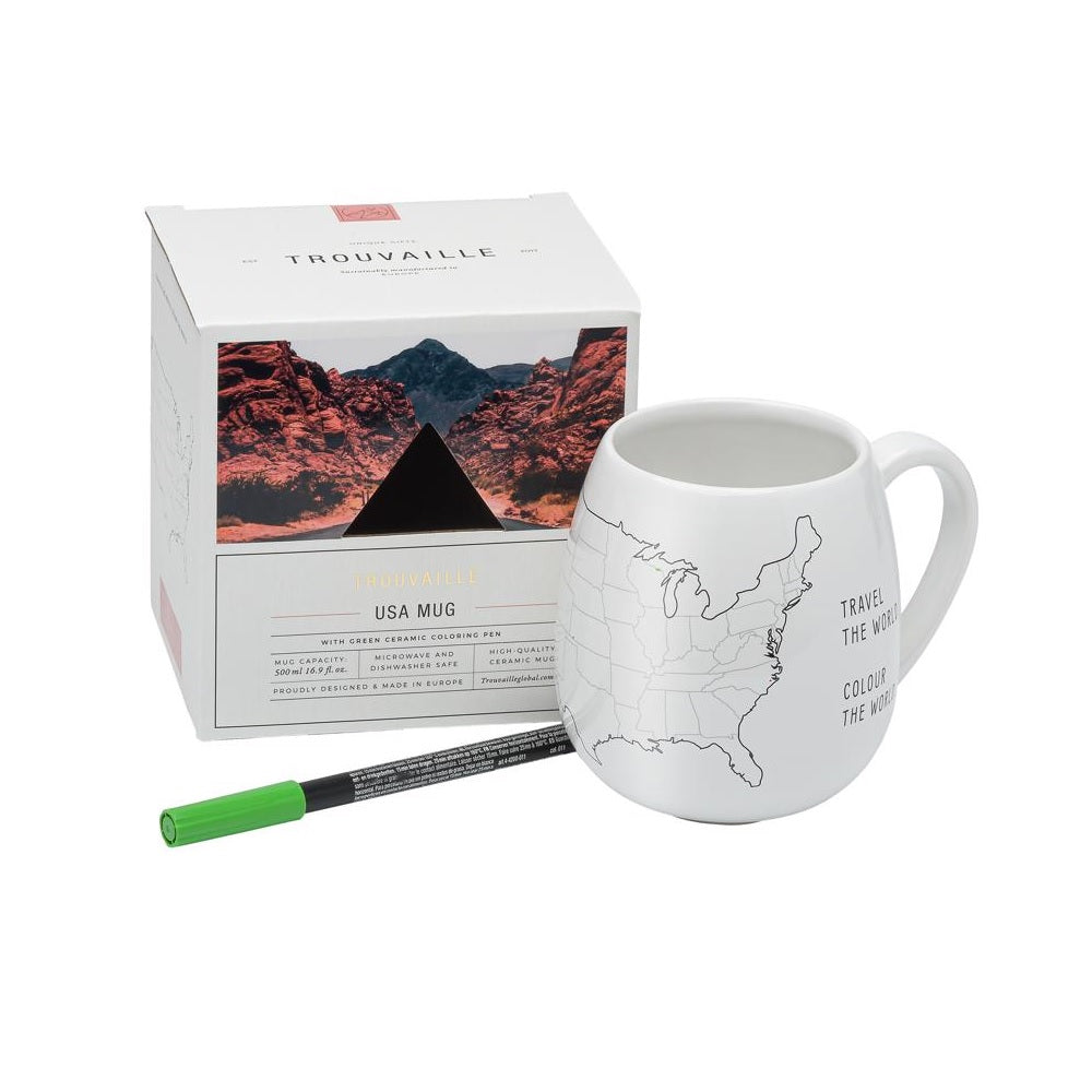 Trouvaille Global USAMUG USA Map Mug, 16.9 Ounce Capacity