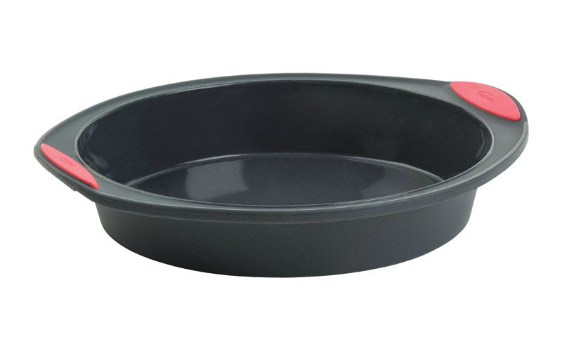 Trudeau 05115202 Maison Round Cake Pan, Silicone/Steel, Grey/Coral, 9"