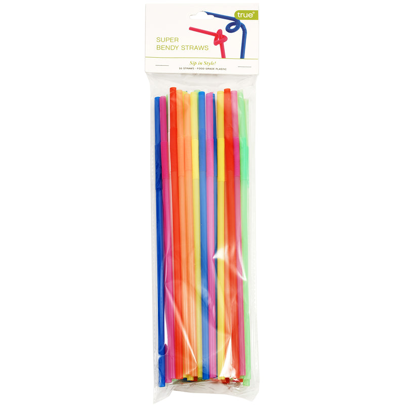 True 2803 Ultra-Bendy Straws, Plastic, Multi-Colored