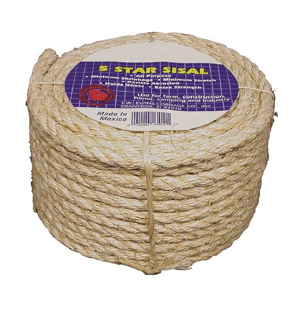 Tw Evans Cordage 23-205 Sisal Rope Coilette 1/4" X 50'