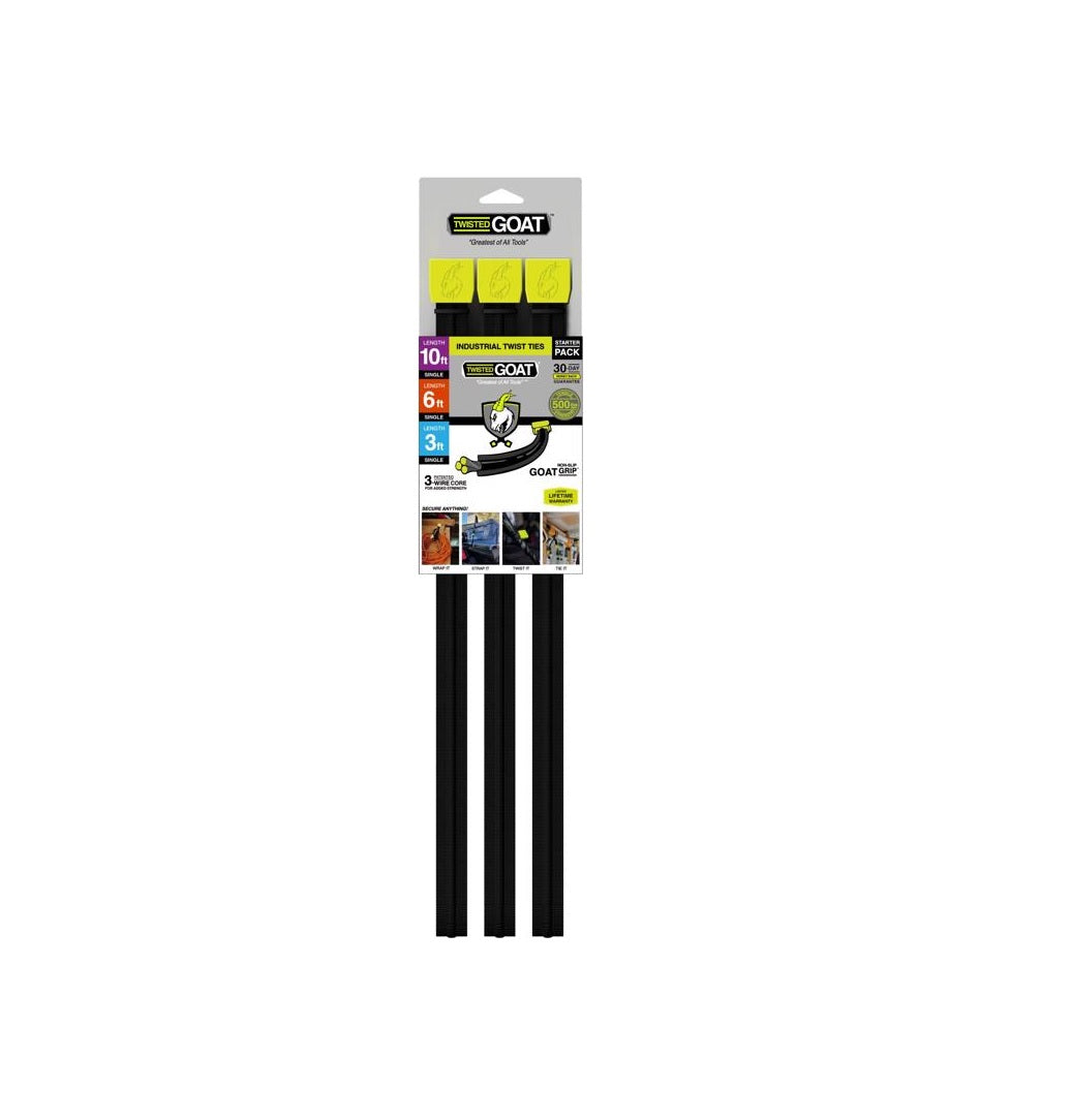 Twisted Goat TG-SPK Twist Ties, Nylon, Black