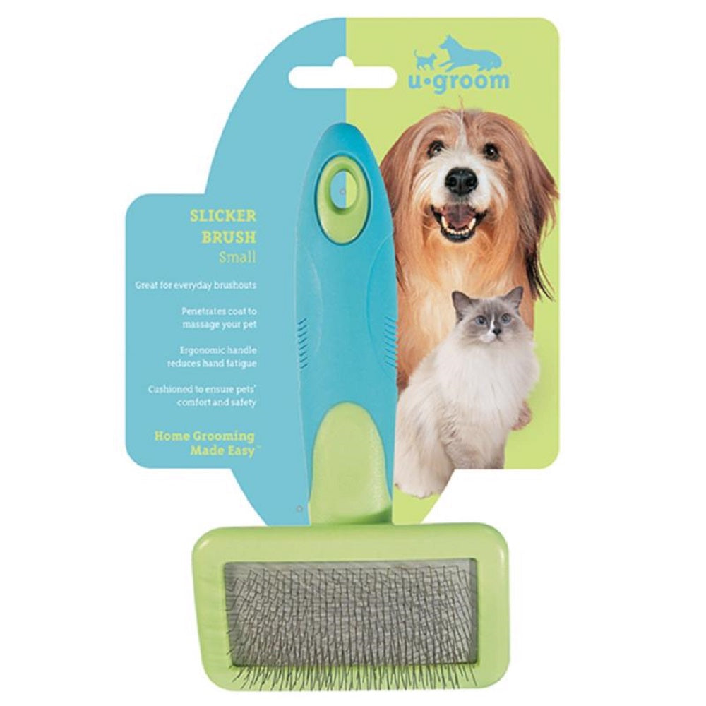 U-Groom US7352 14 Cat/Dog Slicker Brush, Blue, Small