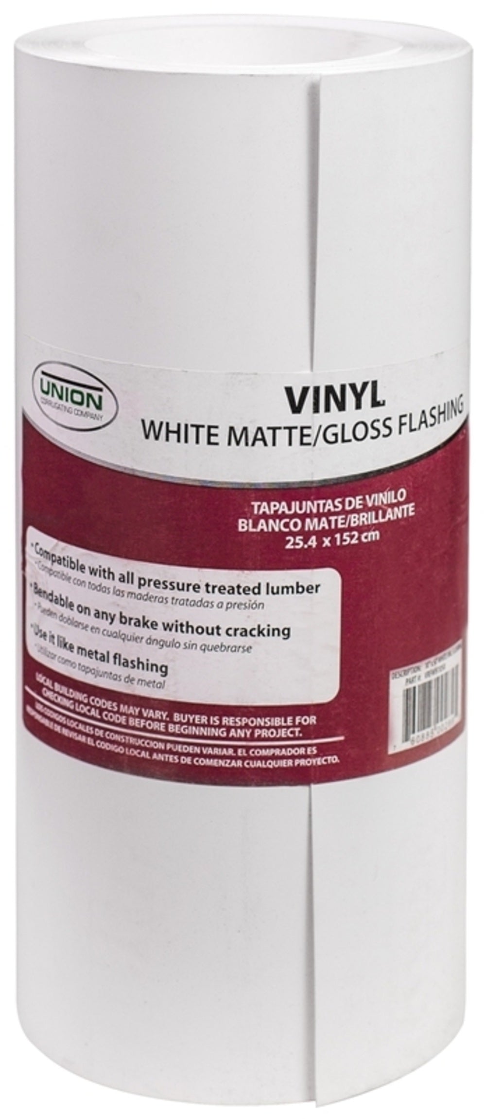 Union Corrugating Company AC-VF-0127-007 Flashing Roll, White, 30'