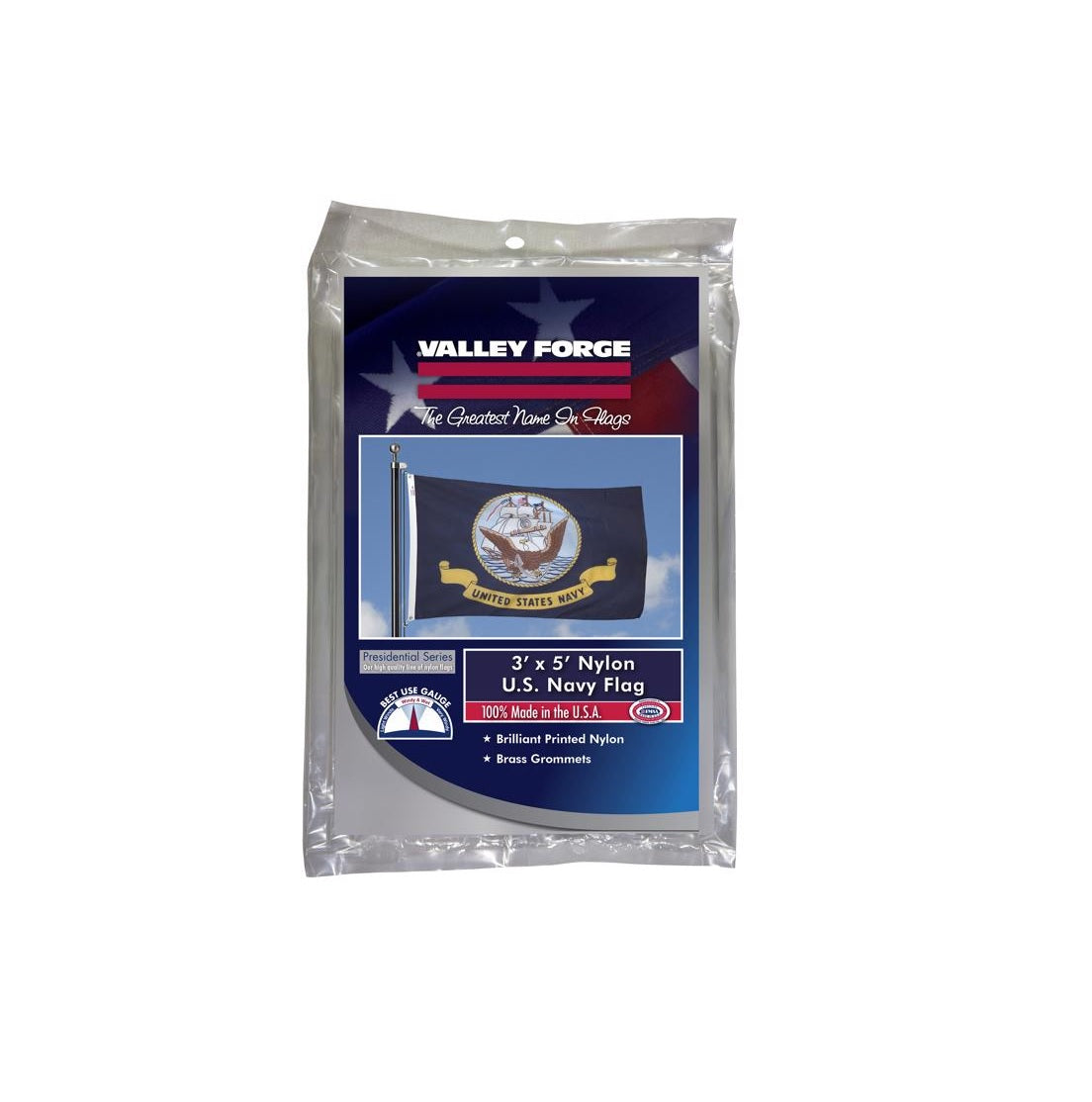Valley Forge BTUSNV3 Military Navy Flag, Nylon