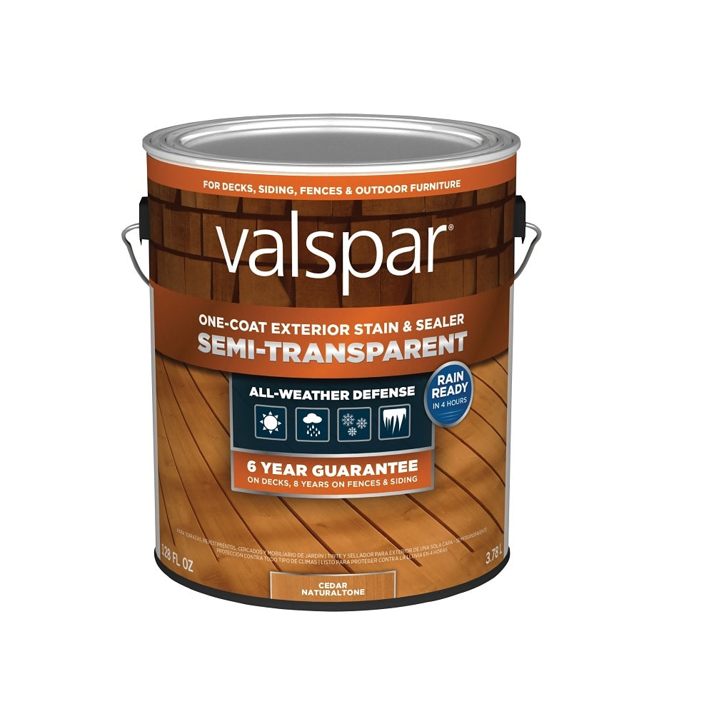 Valspar VL1028083-16 One-Coat Exterior Wood Stain & Sealer Semi Transparent, 1 Gallon