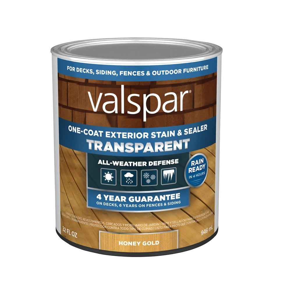 Valspar VL1028071-14 One-Coat Transparent Exterior Stain & Sealer, 1 Quart