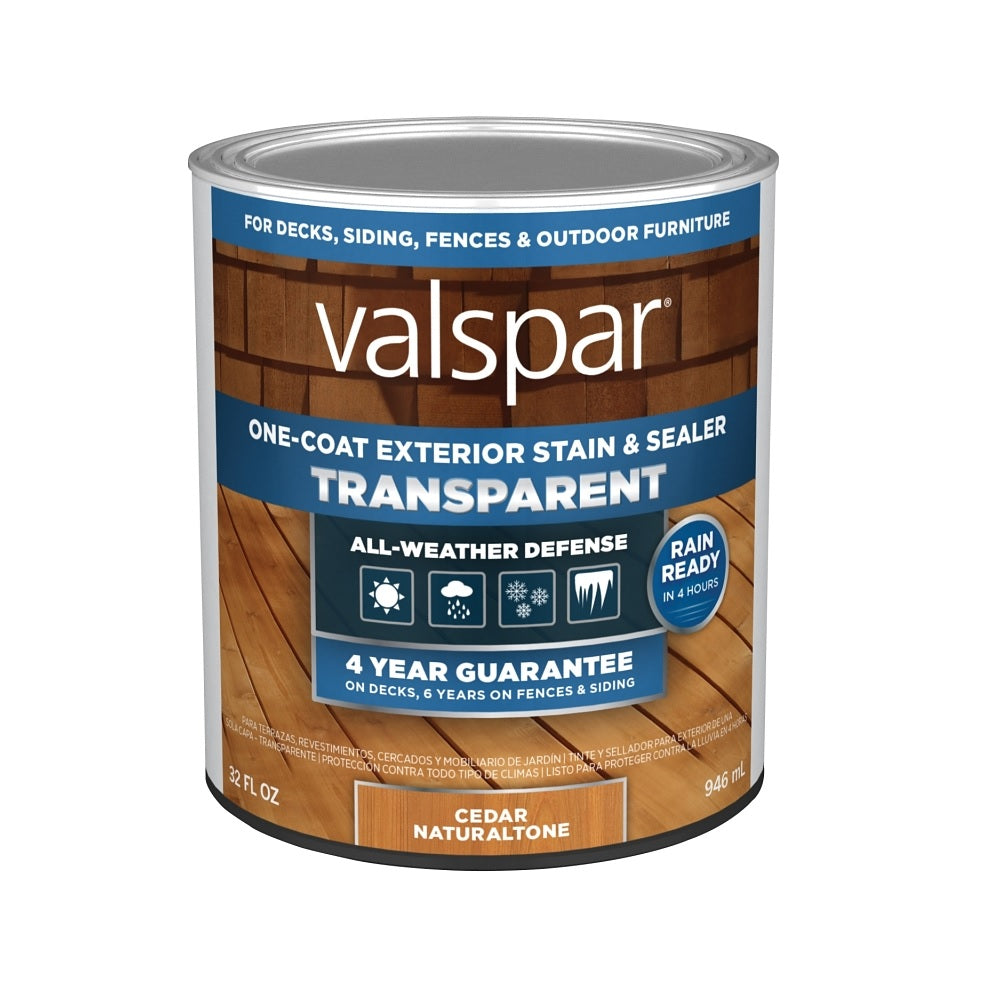 Valspar VL1028074-14 One-Coat Transparent Stain & Sealer, 1 Quart