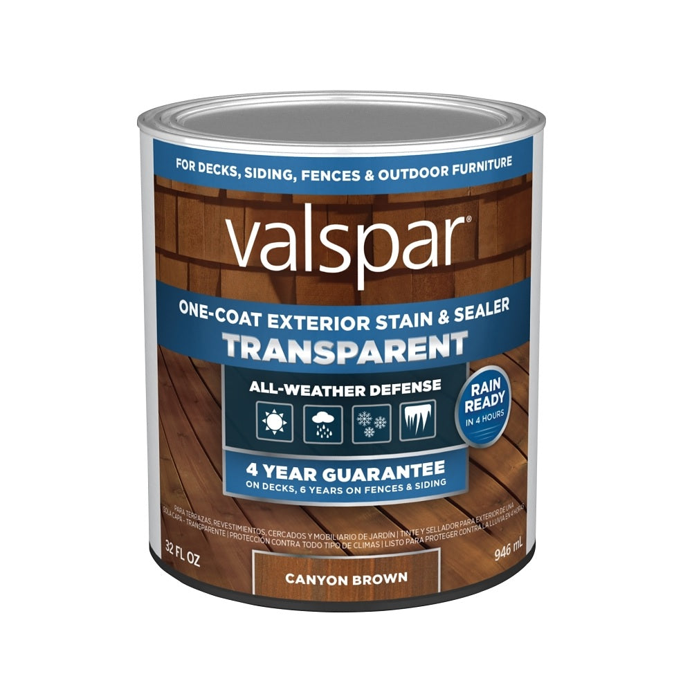 Valspar VL1028077-14 One-Coat Transparent Stain & Sealer, 1 Quart