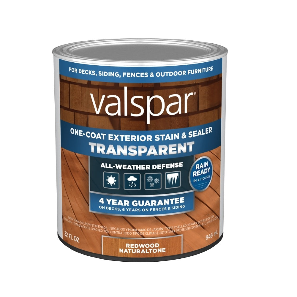 Valspar VL1028080-14 One-Coat Transparent Stain & Sealer, 1 Quart