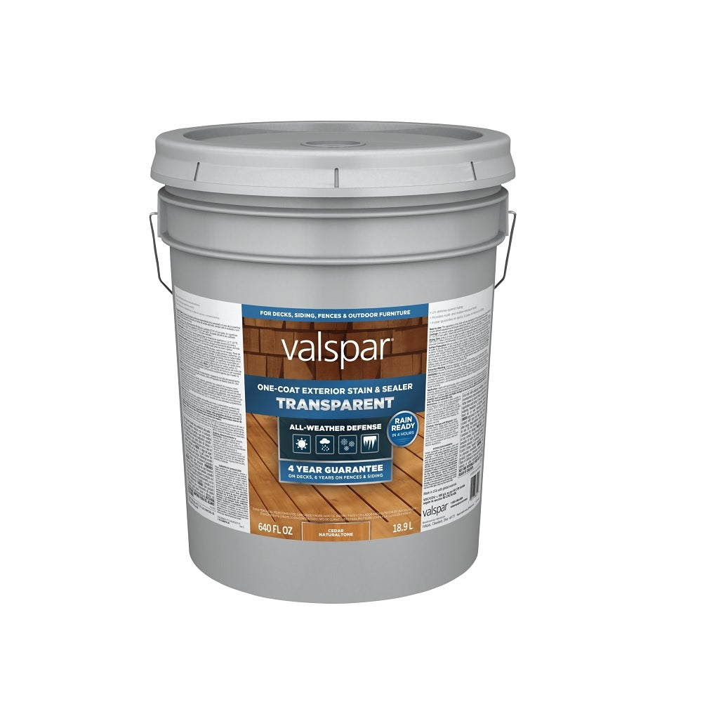 Valspar VL1028076-20 One-Coat Transparent Stain and Sealer, 5 Gallon