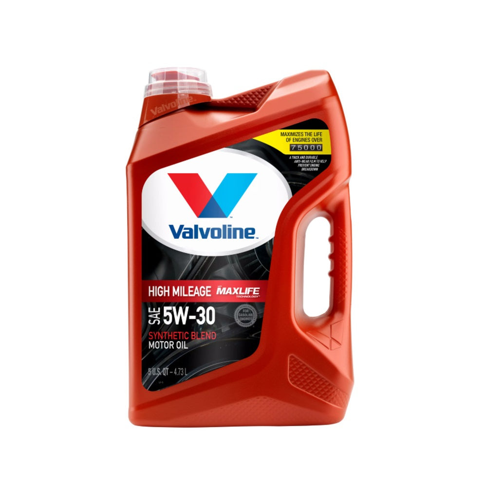 Valvoline 881163 High Mileage Synthetic Blend Motor Oil, 5 Quart