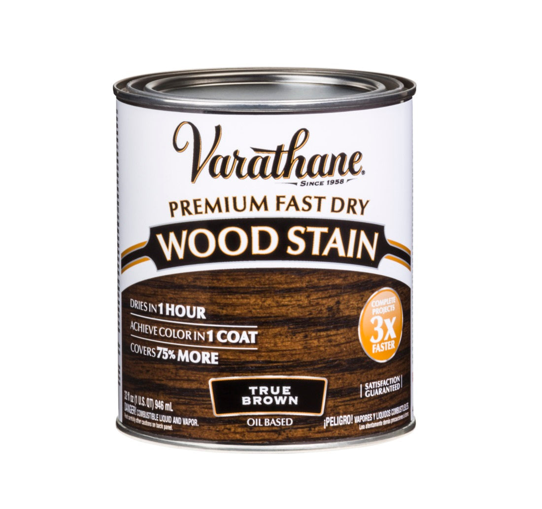 Varathane 333661 Premium Fast Dry Wood Stain, True Brown, 1 Quart