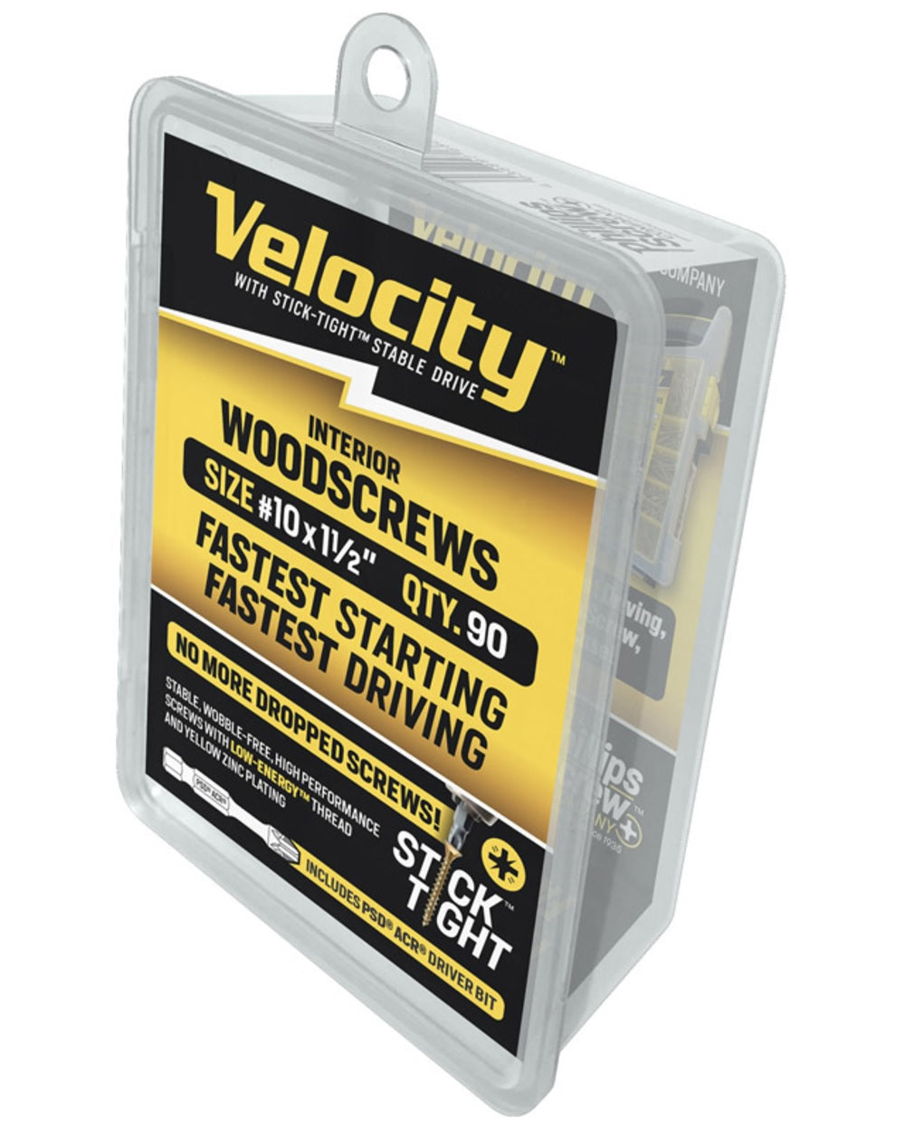 Velocity 1LBR10X112 Stick Tight Countersink Head Interior Wood Screws, #10 x 1-1/2"