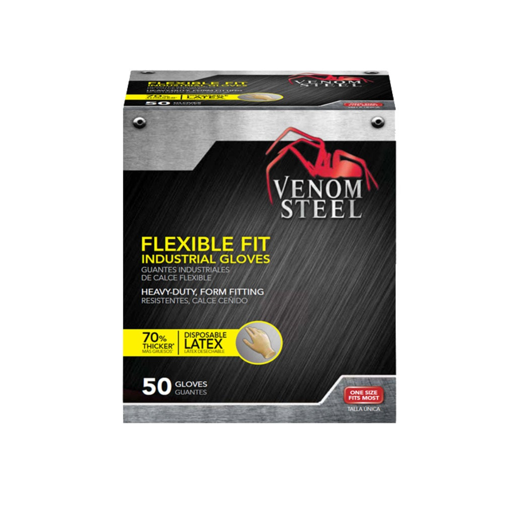 Venom Steel VEN8025 Heavy-Duty Flexible Fit Latex Gloves, Off White
