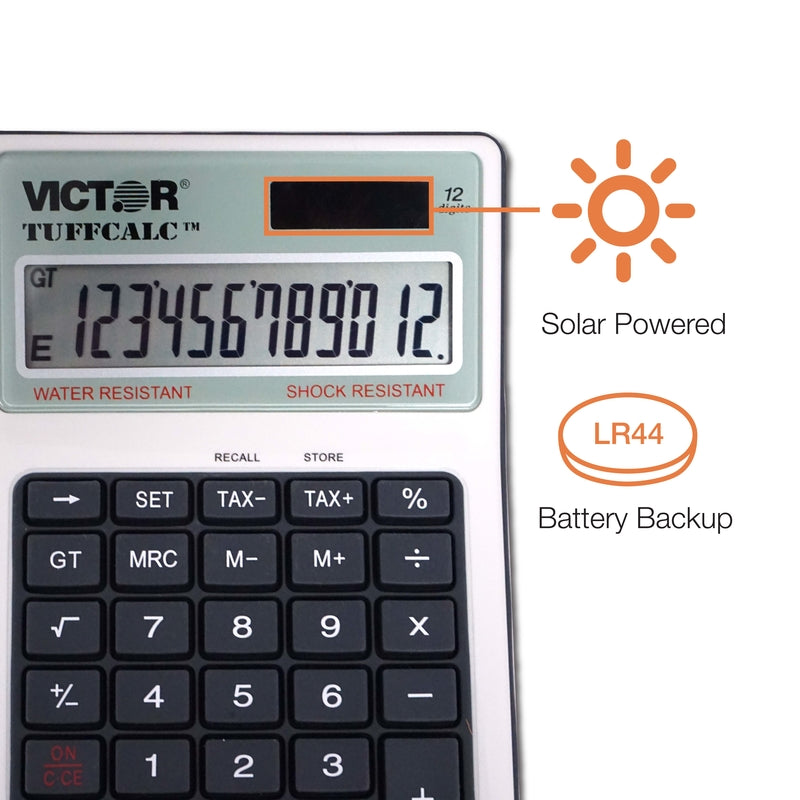Victor 99901 Tuffcalc 12 Digit Washable Scientific Calculator, Silver