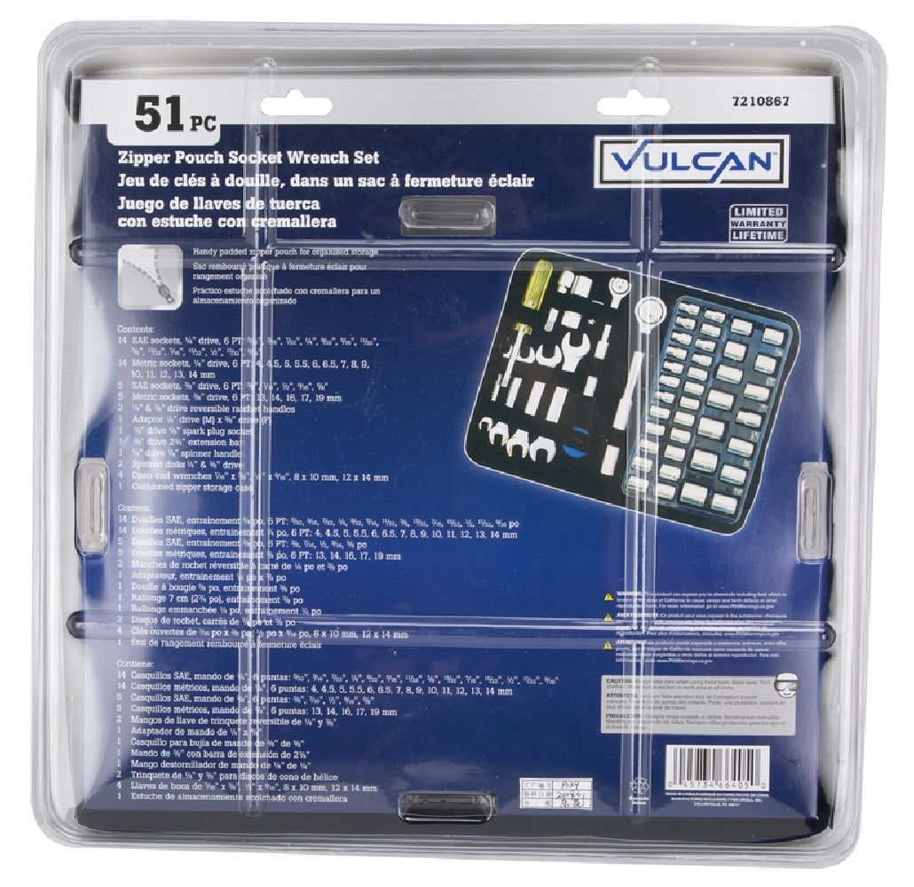 Vulcan JL10008A SAE/Metric Socket Set, 1/4 - 3/8"