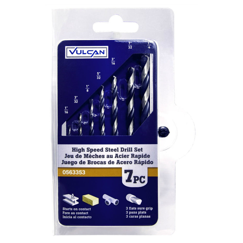 Vulcan 887000OR Carded Jobber Length Drill Set, 7 Pieces