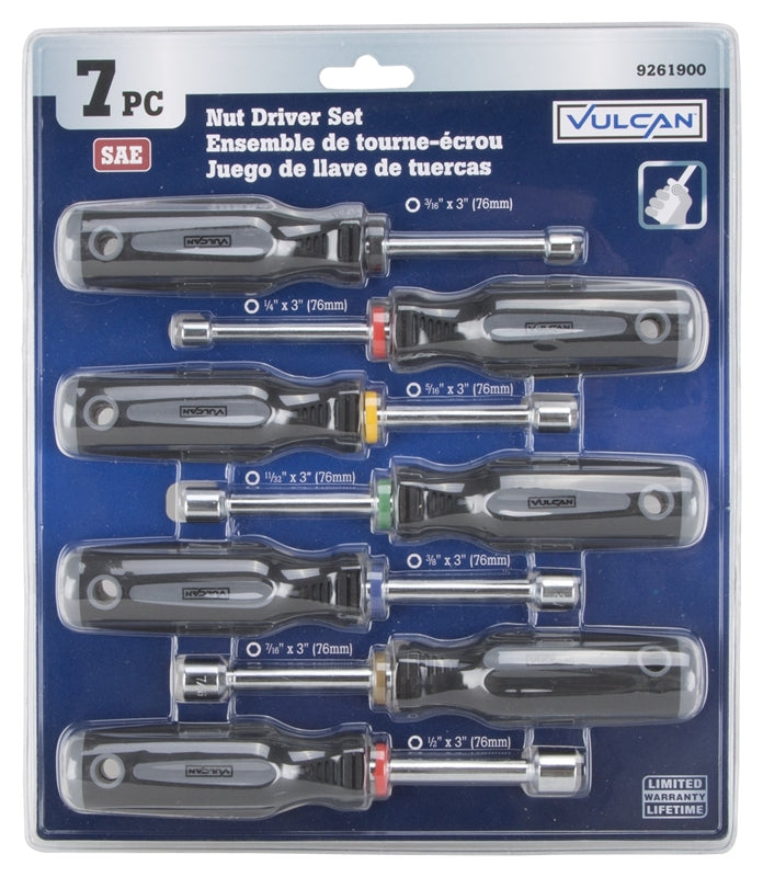 Vulcan SD-SET-3 Sae Nutdriver Set, 7 Pieces