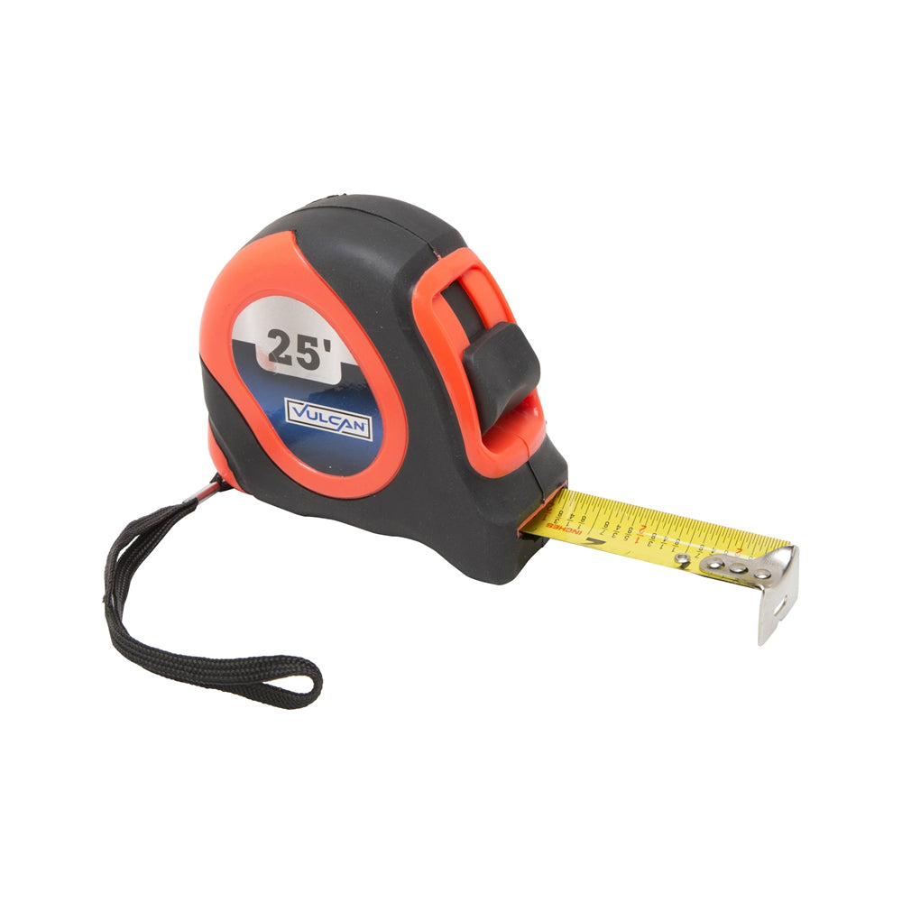 Vulcan 26-7.5X25-R Tape Measure, Neon Orange, 25Ftx1In