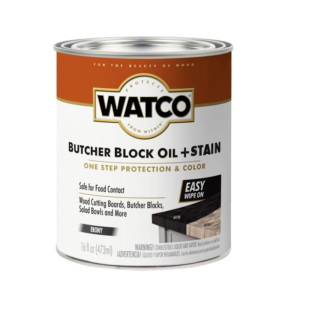 Watco 359023 Butcher Block Oil and Stain, Ebony, 16 Oz