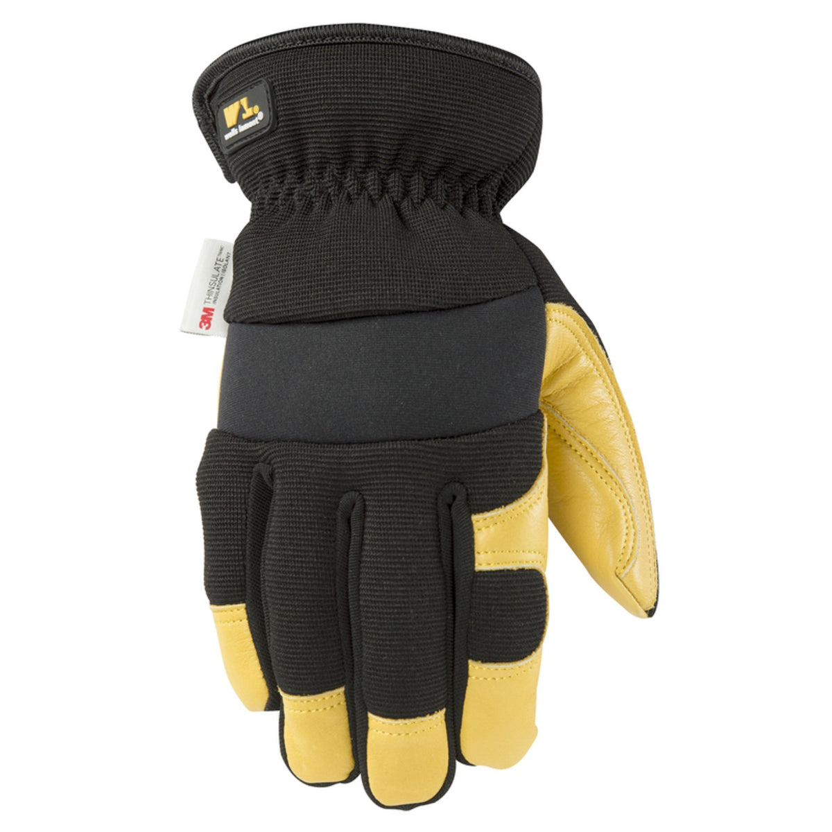 Wells Lamont 3223M Saddletan Grain Winter Work Gloves, Black/Yellow, M