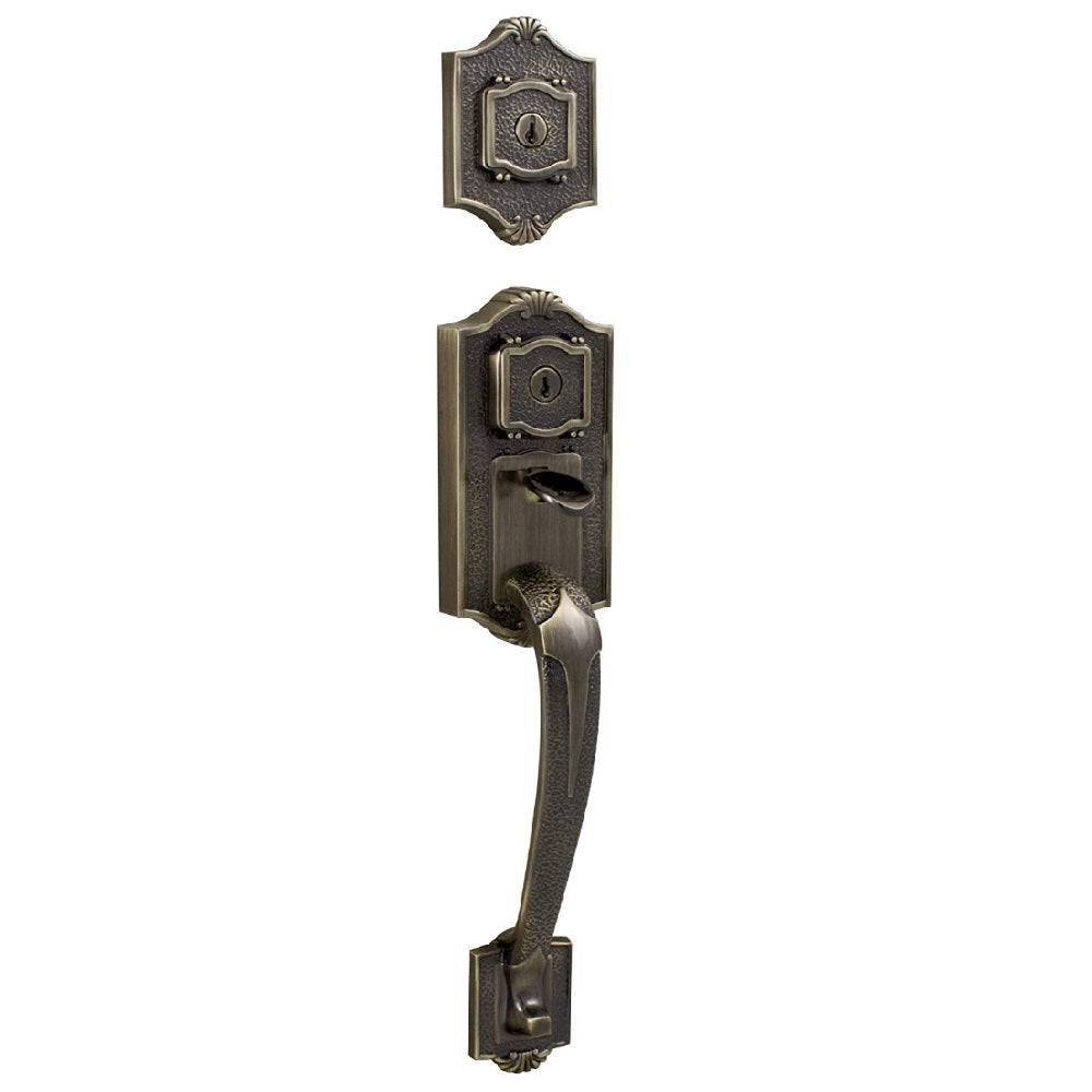 Weslock 01313-A--002D Colonial Exterior Active Dual Cylinder Handleset, Antique Brass