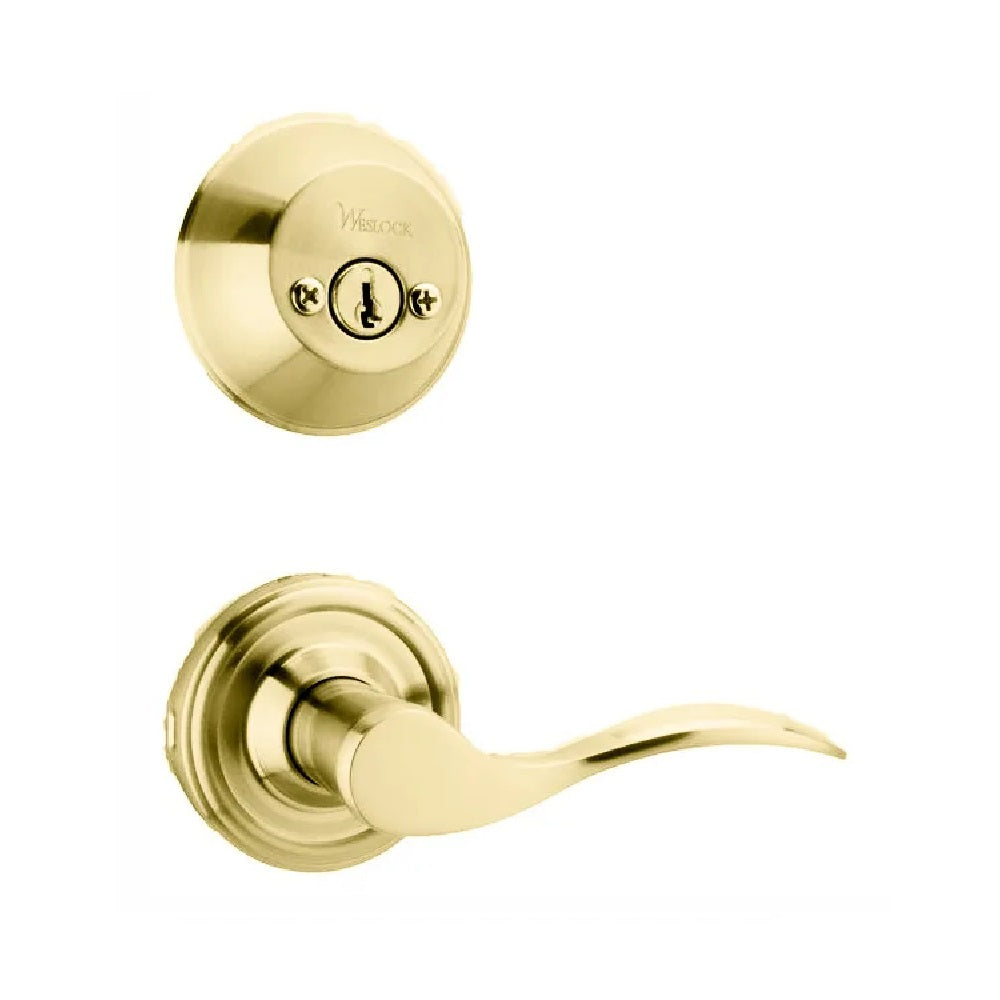 Weslock R2109--U3SL2D Right Hand Bordeau Interior Double Cylinder Handleset, Polished Brass