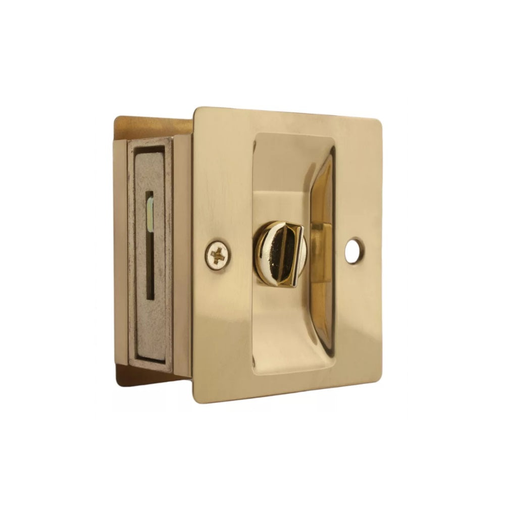 Weslock 00577X3X3 Rectangular Privacy Pocket Door Lock, Bright Brass