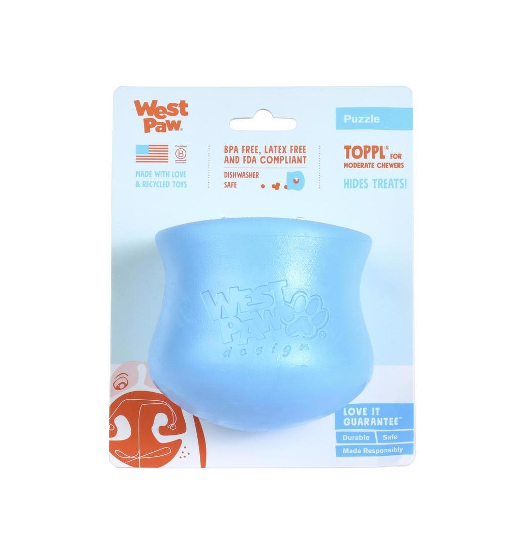 West Paw ZG084AQA Zogoflex Toppl Pet Toy, Plastic, Blue