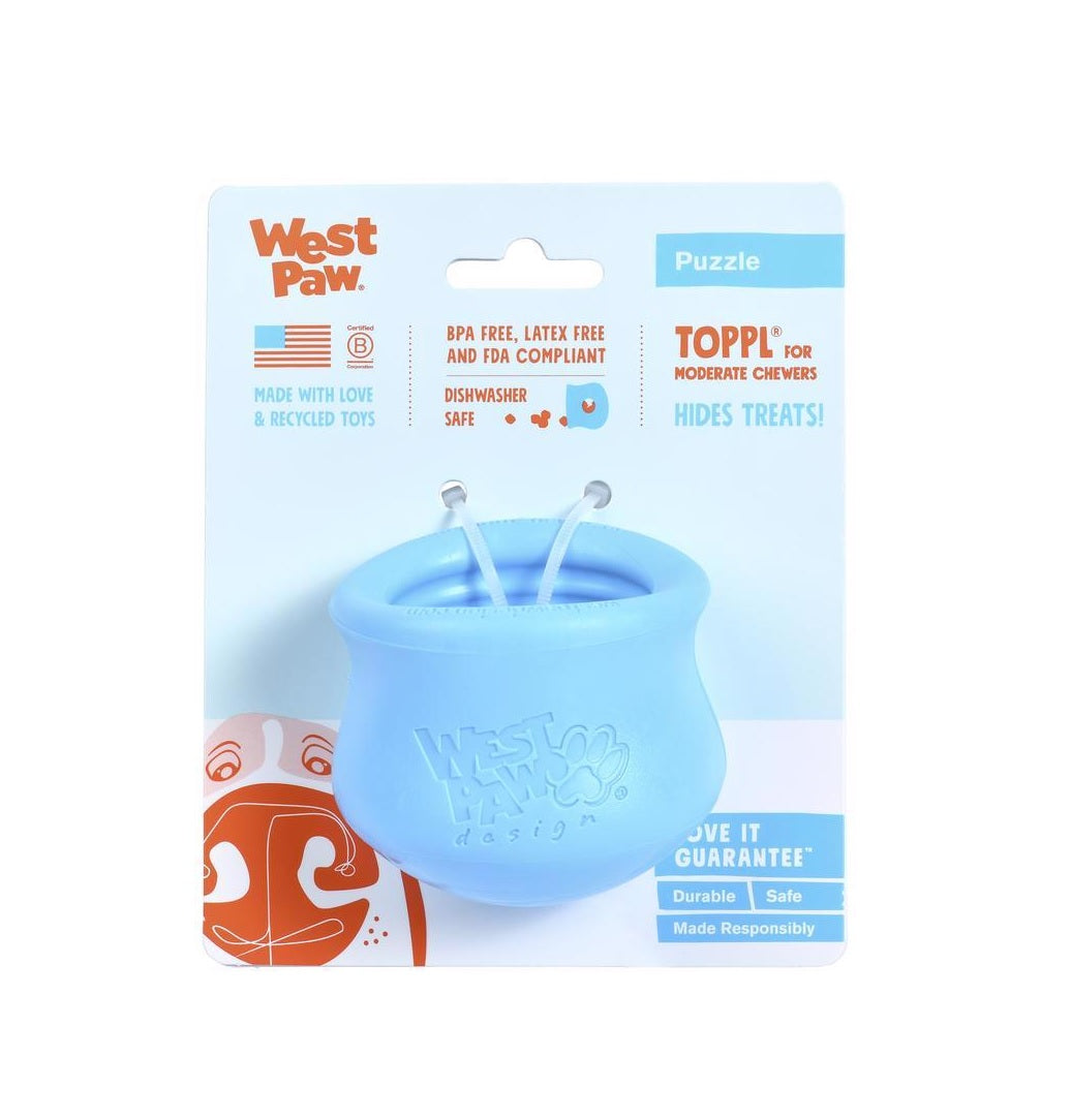 West Paw ZG083AQA Zogoflex Toppl Pet Toy, Plastic, Blue