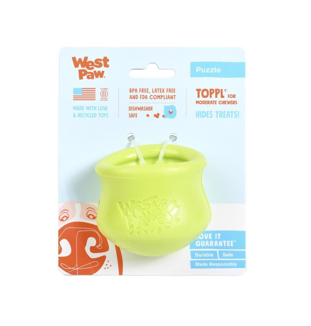 West Paw ZG083GRN Zogoflex Toppl Pet Toy, Plastic, Green