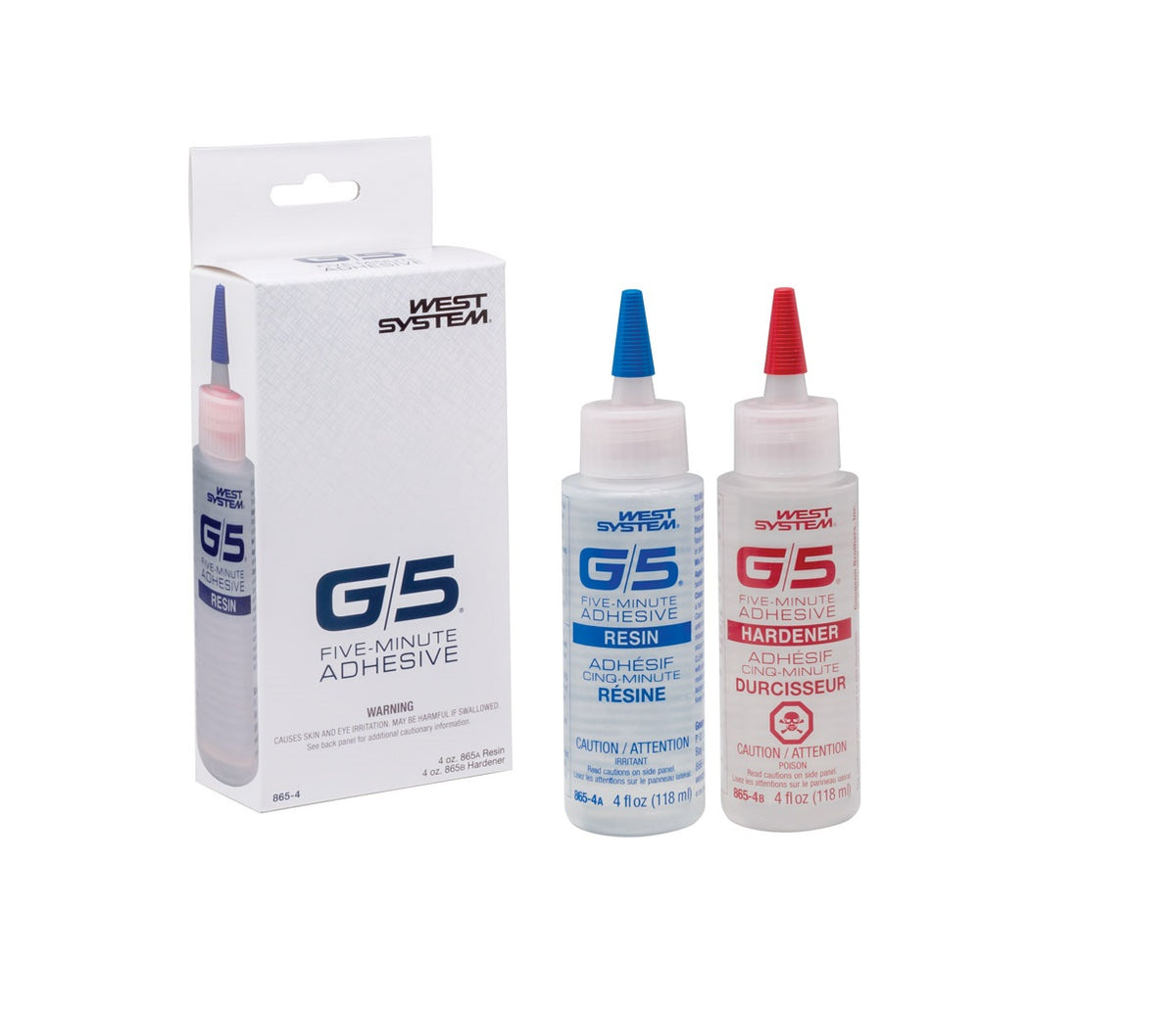 West System 865-4 G/5 Five-Minute Adhesive Kit, Clear, 2 Count