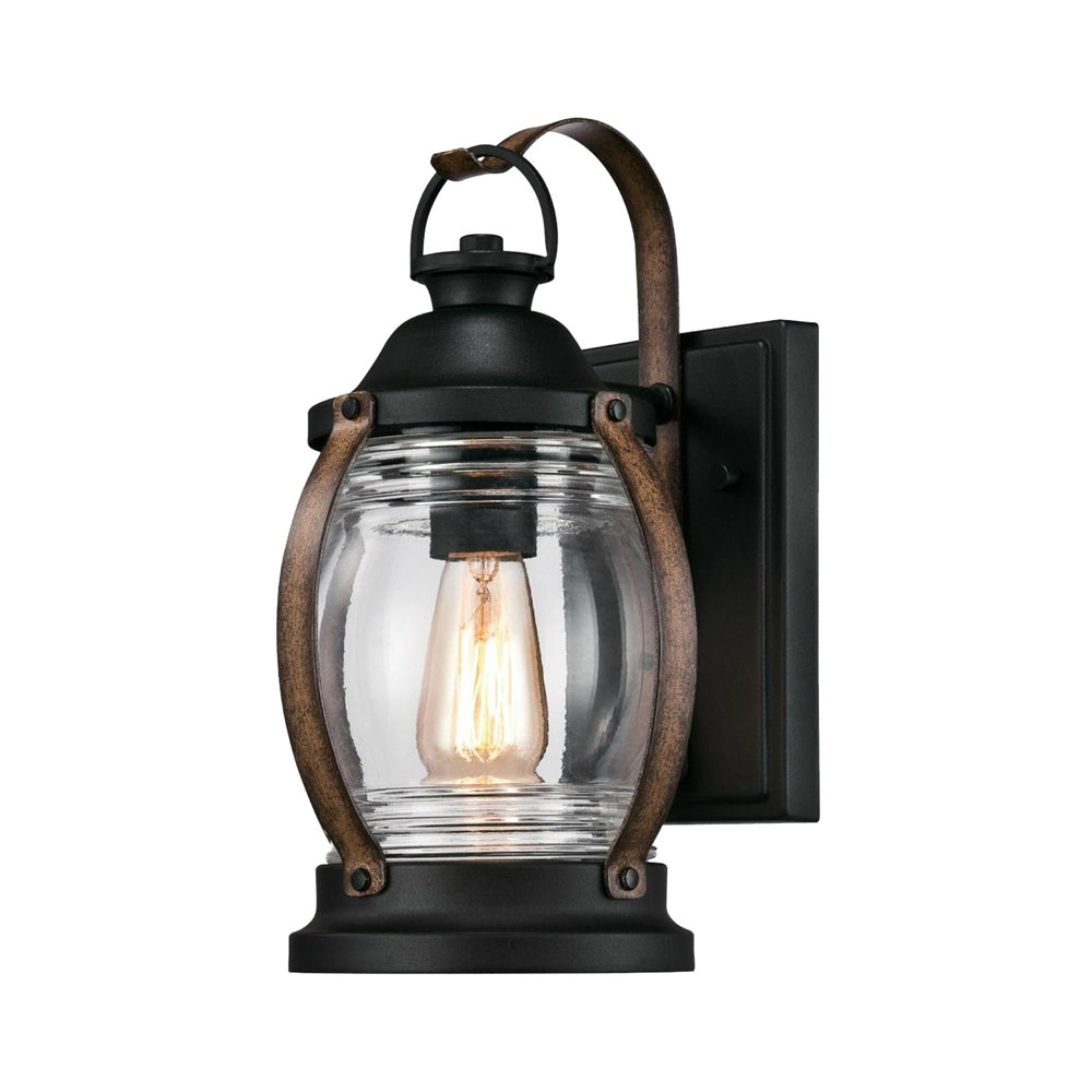 Westinghouse 63351 Canyon 1-Light Outdoor Wall Mount Lantern, Textured Black and Barnwood