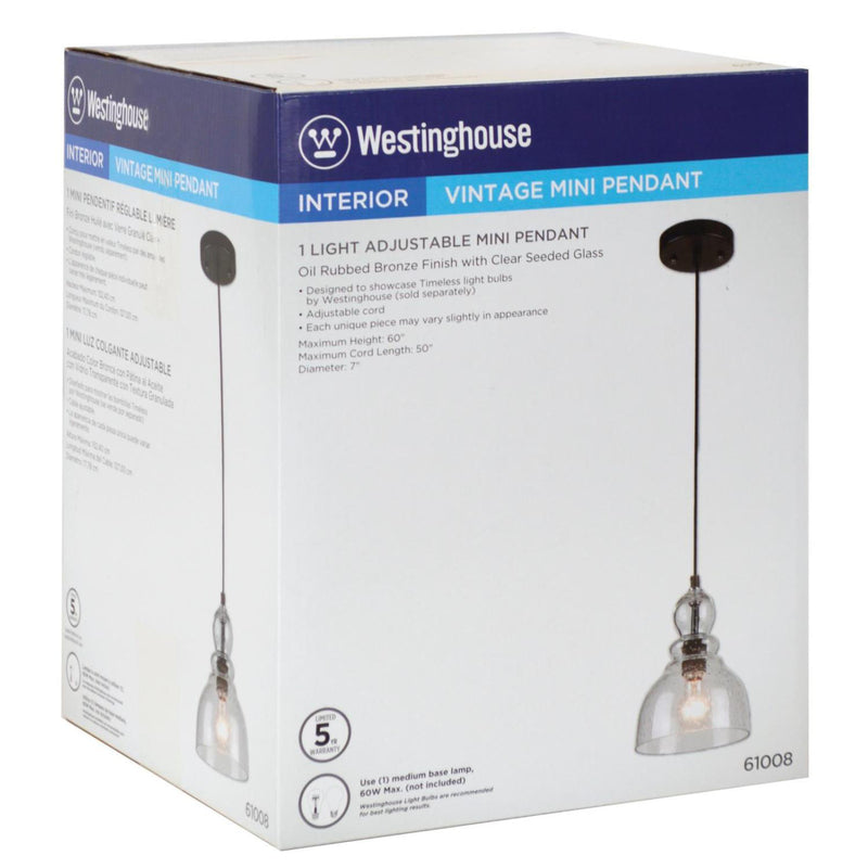 Westinghouse 61008 Fiona Mini Pendant Light, Oil Rubbed Bronze
