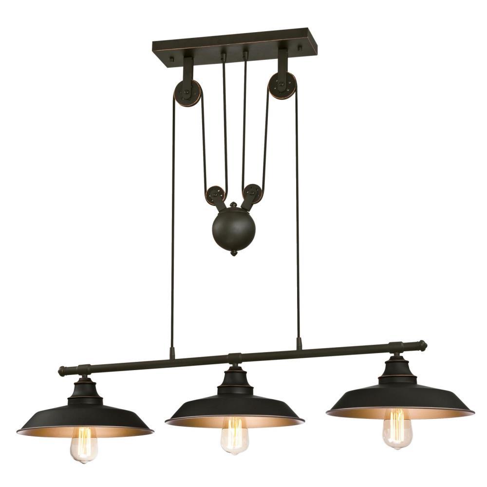 Westinghouse 63325 Iron Hill 3-Light Island Pulley Pendant, Oil Rubbed Bronze