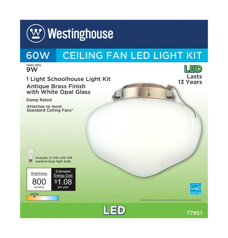 Westinghouse 77851 LED Schoolhouse Ceiling Fan Light Kit, 9 W