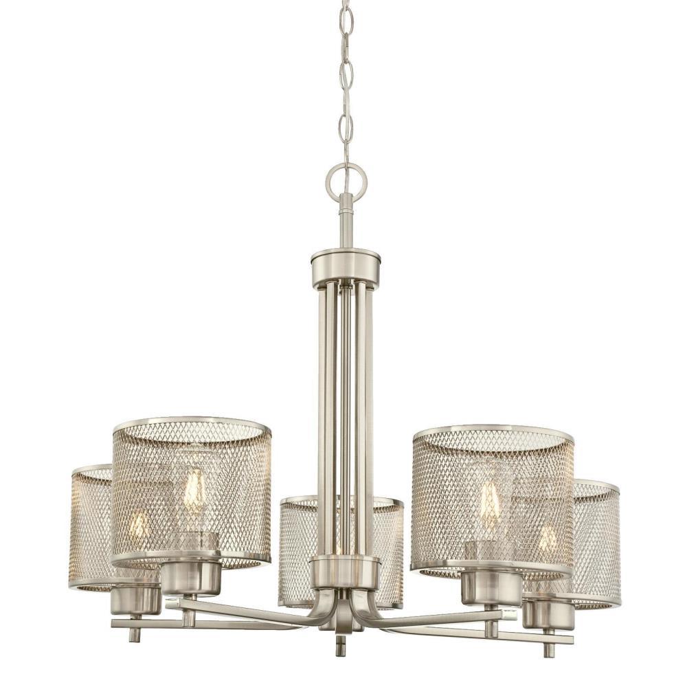 Westinghouse 63275 Morrison 5-Light Chandelier with Mesh Shades, Brushed Nickel