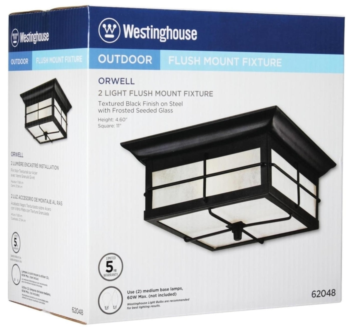 Westinghouse 62048 Orwell Two-Light Outdoor Flush Fixture