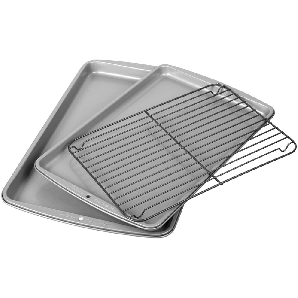 Wilton 191002967 Cookie Sheets And Cooling Rack, Grey