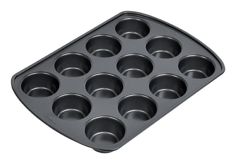 Wilton 191002982 Muffin Pan, Grey, 12 Cups