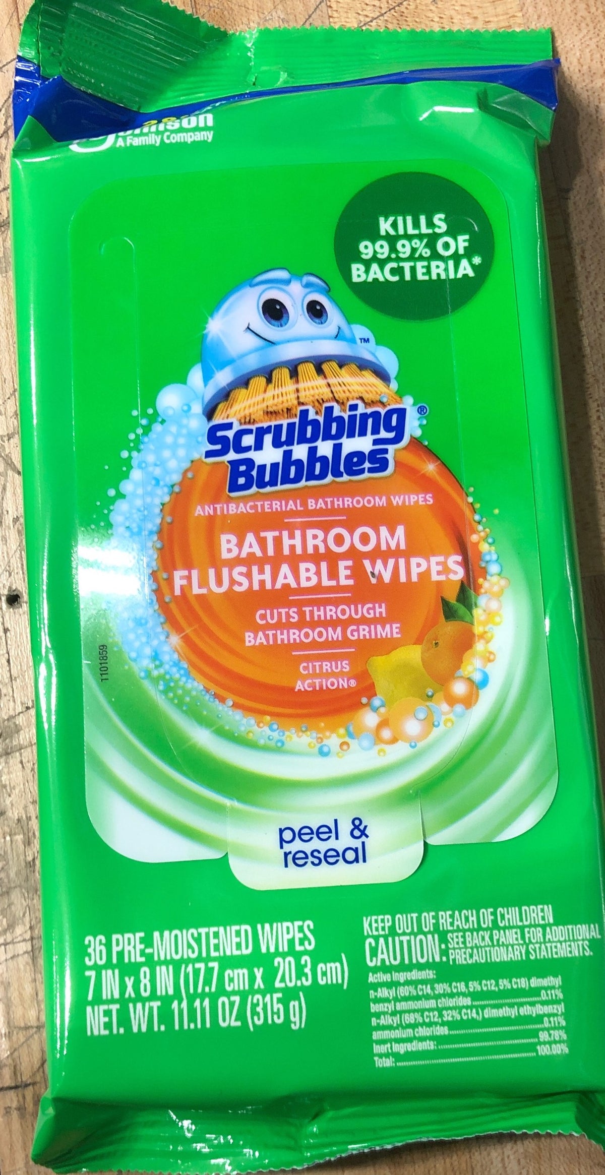 Scrubbing Bubbles 00621 Bathroom Flushable Wipes, 36 Count