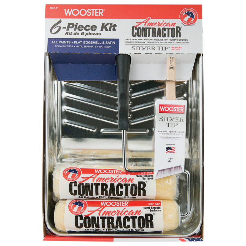Wooster R962-9 American Contractor Roller Kit, 6 Piece